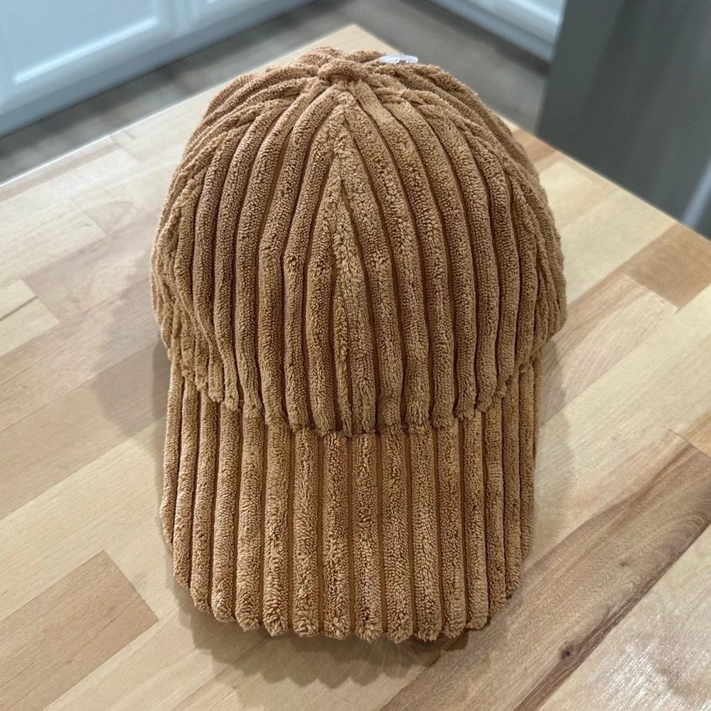New! Brown Plush Corduroy Baseball Cap Adjustable Velcro Strap Back in Tan - Picture 2 of 12